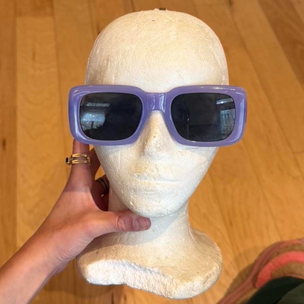 Purple frame black lenses sunglasses